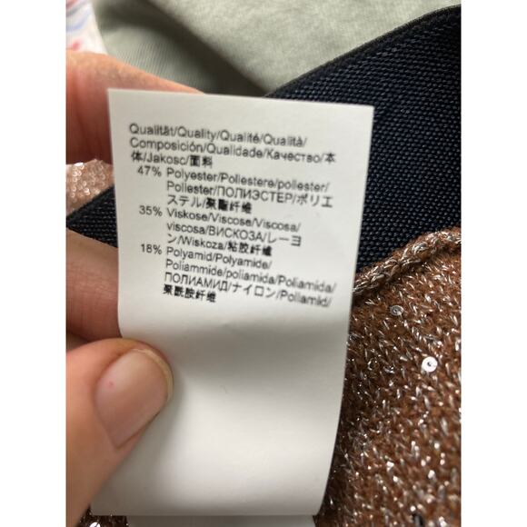 NWT Hugo Boss Womens Gold Glitter Knit Pants Sz L . Lurex - Picture 11 of 12